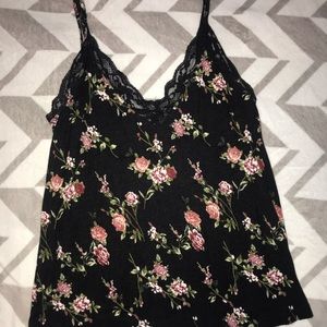 Black, floral tank top